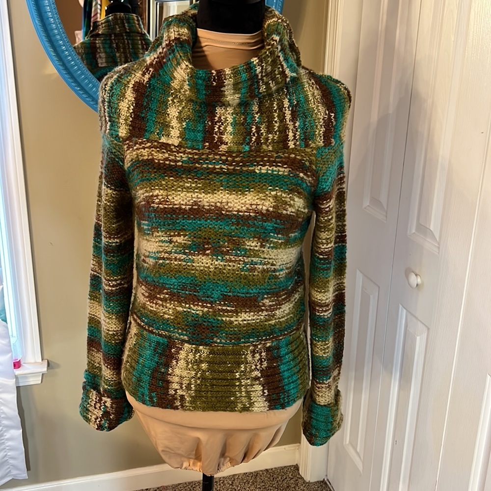 Vintage 90s Diesel Cowl Neck Knit Green Sweater Top - Picture 3 of 9